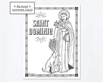 Catholic Coloring Page - Saint Dominic - Catholic Saints - Printable Coloring Page - Digital - PDF