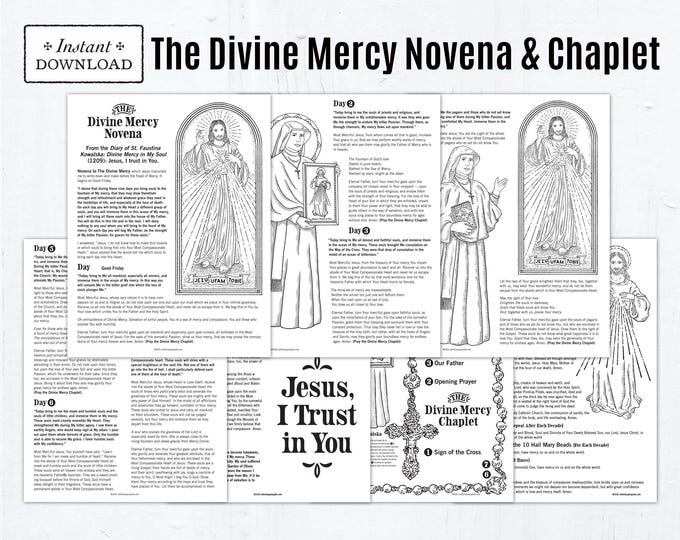 Featured listing image: The Divine Mercy Novena & Chaplet Catholic Coloring Pages, Catholic Prayers, 7 Printable Coloring Pages, Digital PDF