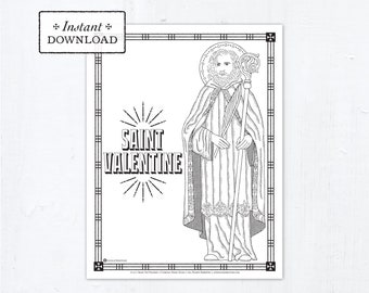 Catholic Coloring Page, Saint Valentine, Catholic Saints, Printable Coloring Page, Digital, PDF St Valentine Coloring Page Valentine's Day