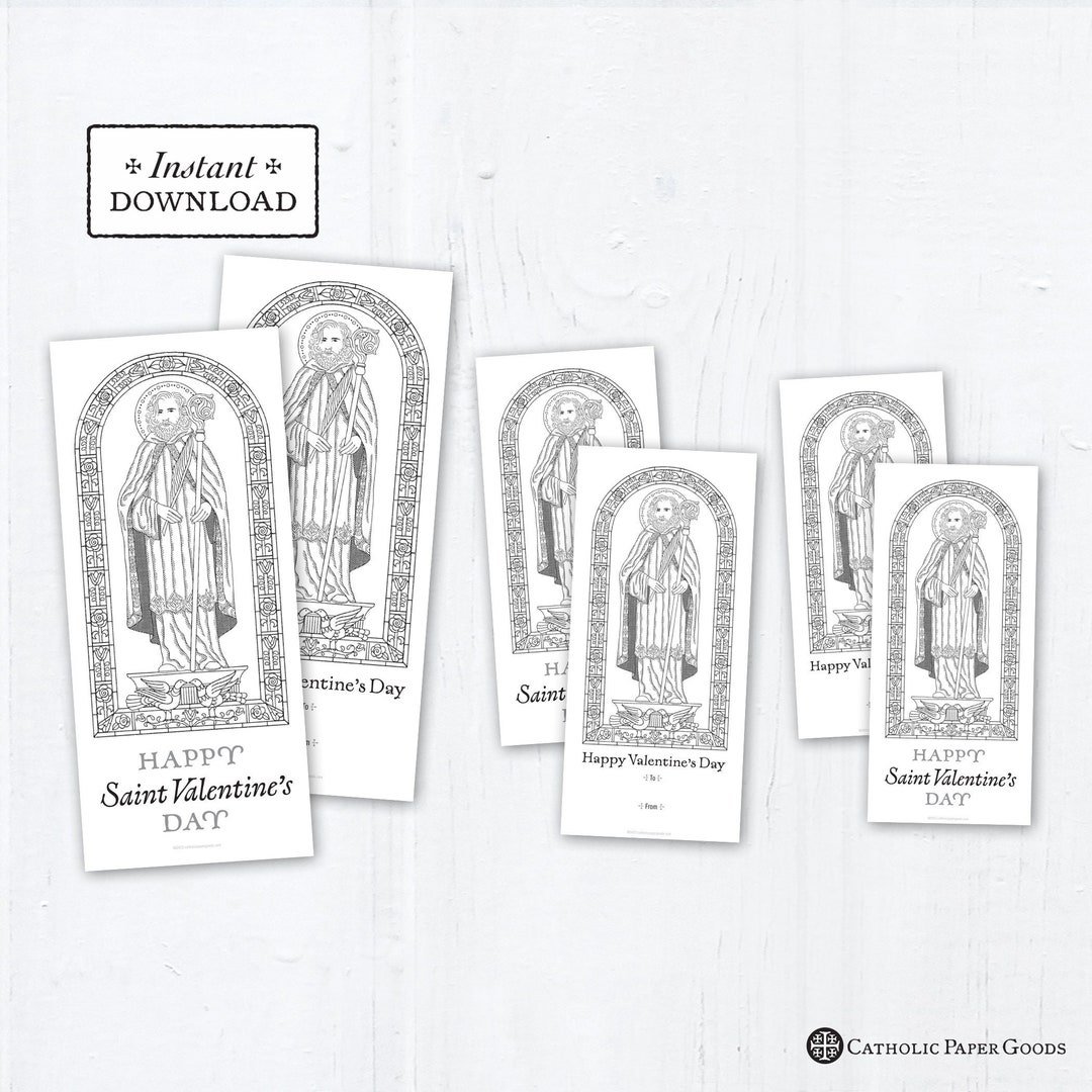 St. Valentine Printable Coloring Page Catholic Exchange Cards, Instant ...