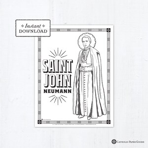 Catholic Coloring Page - Saint John Neumann - Saint John Nepomucene Neumann - Catholic Saints - Printable Coloring Page - Digital - PDF