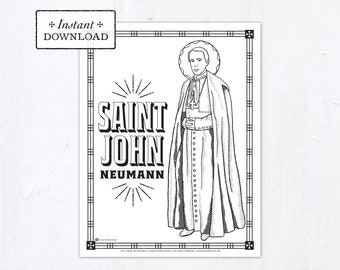 Catholic Coloring Page - Saint John Neumann - Saint John Nepomucene Neumann - Catholic Saints - Printable Coloring Page - Digital - PDF