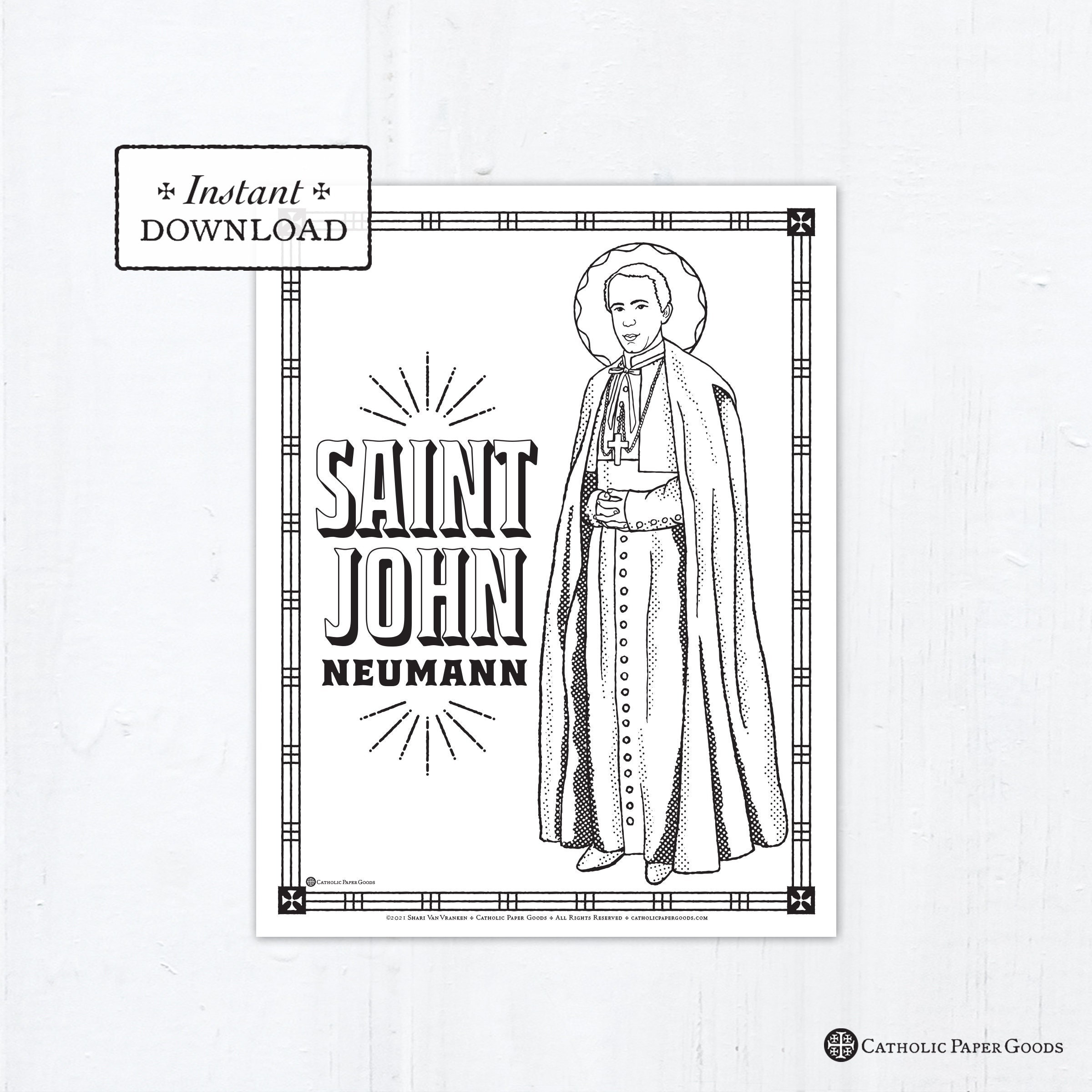 Catholic Coloring Page Saint John Neumann Saint John Nepomucene