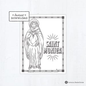 Catholic Coloring Page - Saint Monica - Catholic Saints - Printable Coloring Page - Digital - PDF