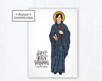 Saint John Berchmans Card, Art Print, Instant Download, DIY Downloadable PDF 5x7 Catholic Saint Printable Confirmation Gift Baptism Gift