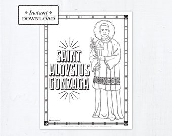 Catholic Coloring Page - Saint Aloysius Gonzaga - Catholic Saints - Printable Coloring Page - Digital - PDF