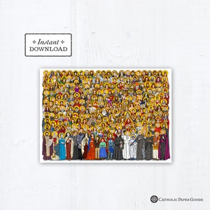 All Saints Greeting Card 5x7 OR Art Print, Instant Download, DIY Downloadable PDF 5"x7" All Saints Day Catholic Saints, All Saints