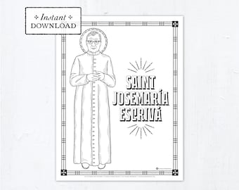 Catholic Coloring Page - Saint Josemaría Escrivá - Catholic Saints - Printable Coloring Page - Digital - PDF