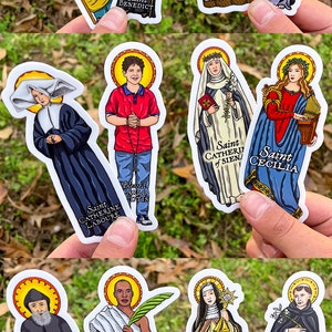 Catholic Saints 4 Inch Individual Die Cut Vinyl Stickers Peel & Stick Catholic Saint Stickers Set 1 St Anthony Faustina Kateri Therese Rita image 4