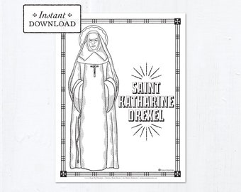 Catholic Coloring Page - Saint Katharine Drexel - Catholic Saints - Printable Coloring Page - Digital - PDF