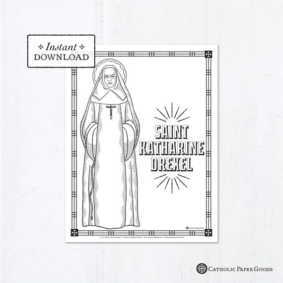 Catholic Coloring Page Saint Katharine Drexel Catholic | Etsy