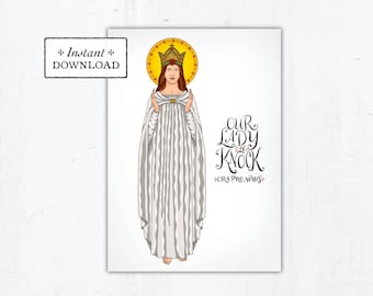 Our Lady of Knock Card, Art Print, Instant Download Downloadable PDF 5"x7" Catholic Saint Printable Confirmation Gift, Marian Art Print