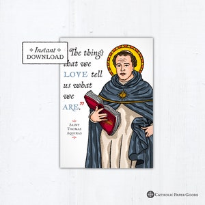 Saint Thomas Aquinas Card Catholic Graduation Card, 5x7 Printable Saint Quote Card Catholic Greeting Card Confirmation Encouragement