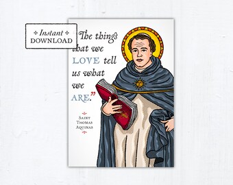 Saint Thomas Aquinas Card Catholic Graduation Card, 5x7 Printable Saint Quote Card Catholic Greeting Card Confirmation Encouragement