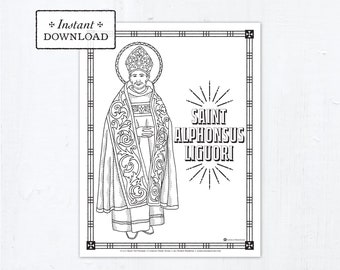 Catholic Coloring Page - Saint Alphonsus Liguori - Catholic Saints - Printable Coloring Page - Digital - PDF