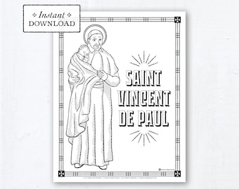 Catholic Coloring Page - Saint Vincent de Paul - Catholic Saints - Printable Coloring Page - Digital - PDF