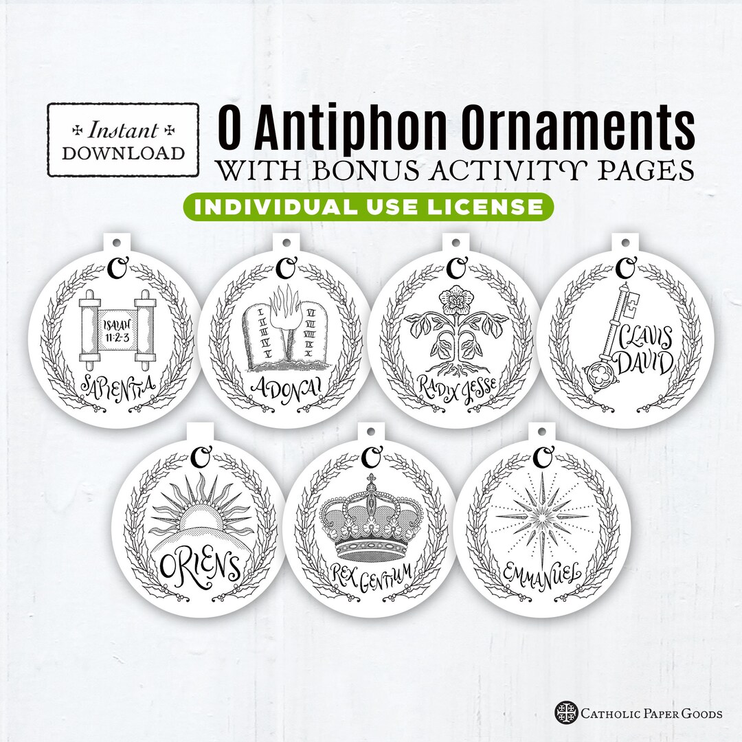O Antiphons 7 Printable Ornaments Individual Use License With Bonus O ...