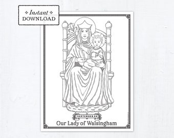 Catholic Coloring Page, Our Lady of Walsingham, Catholic Marian Coloring Page, Printable Coloring Page, Digital Coloring Page, PDF