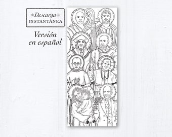 Father's Day Card Coloring Page descarga instantánea Letanía de los santos para los padres la tarjeta de felicitación católica en español