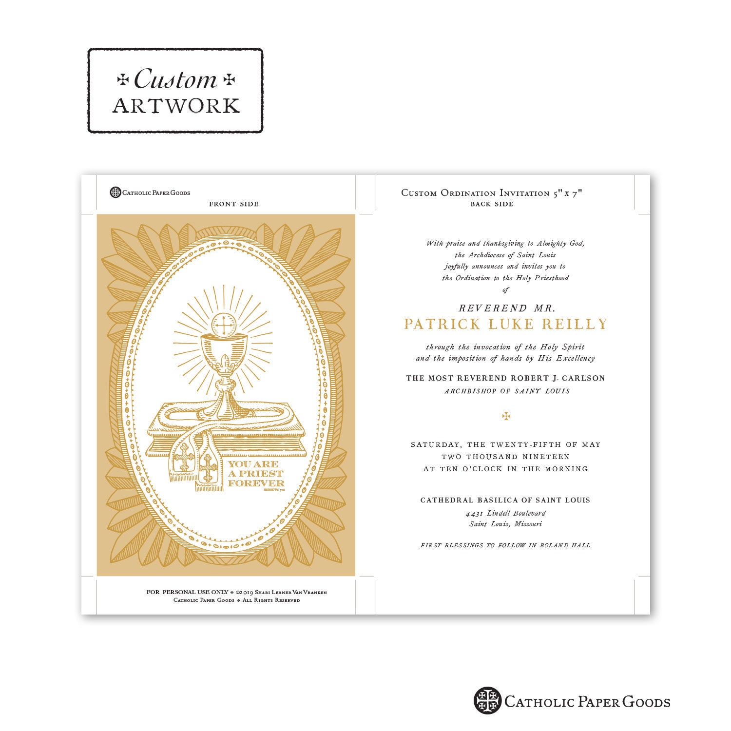 Catholic Priest Ordination, First Mass OR Reception Invitation -  Customizable - DIY Downloadable Template PDF 5x7 or 4x6