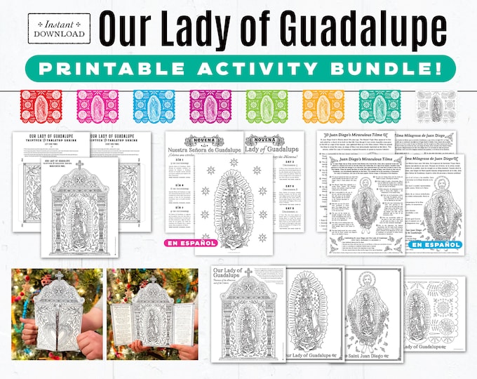 Featured listing image: Our Lady of Guadalupe Activity Bundle: Novena, Coloring Pages, Printable Shrine (Digital Download)