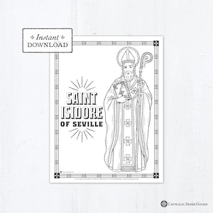 Saint Isidore of Seville Catholic Coloring Page - Catholic Saints - Printable Coloring Page - Digital - PDF