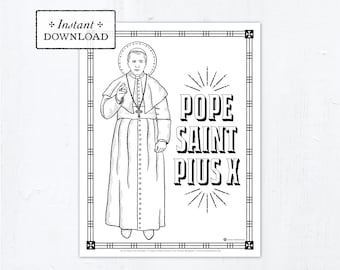 Catholic Coloring Page - Saint Pius X - Catholic Saints - Printable Coloring Page - Digital - PDF