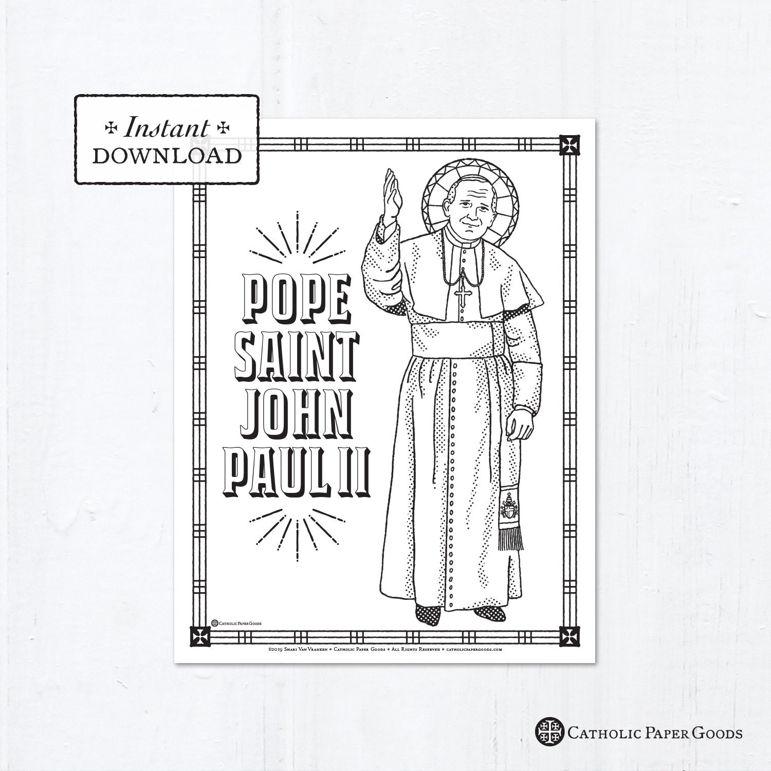 Catholic Coloring Page - Pope Saint John Paul II - Catholic Saints - Printable Coloring Page ...