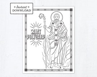 Catholic Coloring Page - Saint Polycarp - Catholic Saints - Printable Coloring Page - Digital - PDF