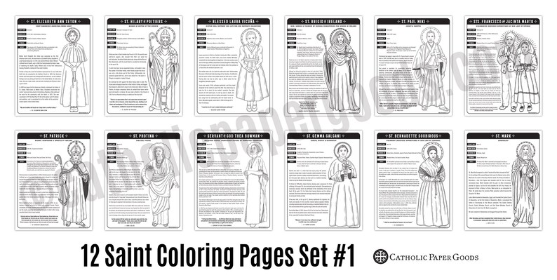 Catholic Saint Coloring Pages: Biographical Bundle #1 (digital Download ...