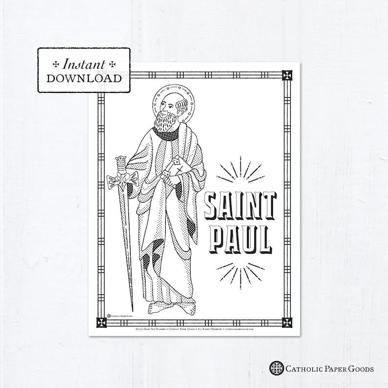 Catholic Coloring Page Saint Paul Catholic Saints | Etsy