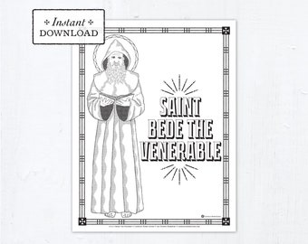 Catholic Coloring Page - Saint Bede the Venerable - Catholic Saints - Printable Coloring Page - Digital - PDF