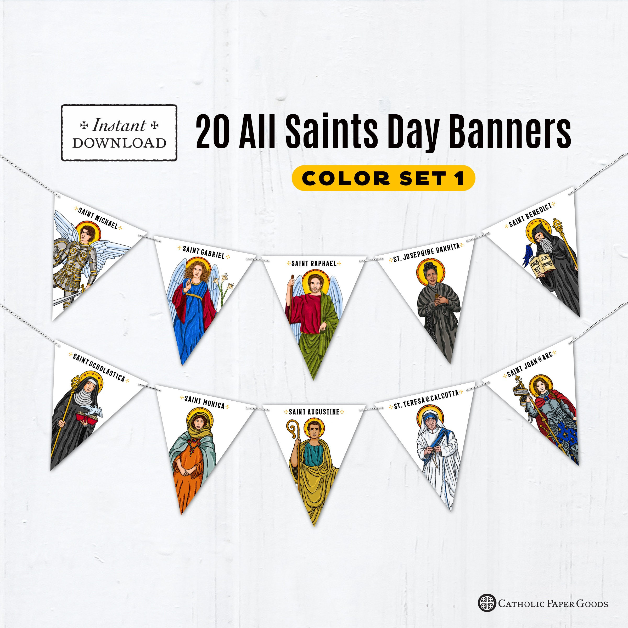 All Saints Day Banners Set 1, Color Printable Saint Banners, All Saints ...