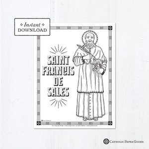 Catholic Coloring Page - Saint Francis de Sales - Catholic Saints - Printable Coloring Page - Digital - PDF