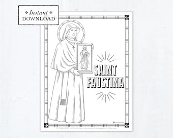 Saint Faustina Coloring Page: Divine Mercy Jesus I Trust in You Printable (PDF)