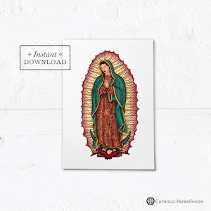 Our Lady of Guadalupe Card - Greeting Card or Art Print - Instant Download - DIY Downloadable PDF 5"x7"