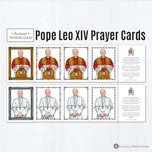 Pope Leo XIV Prayer Cards, Pope Leo Printable Prayer Cards, Catholic Pope Prayer Cards