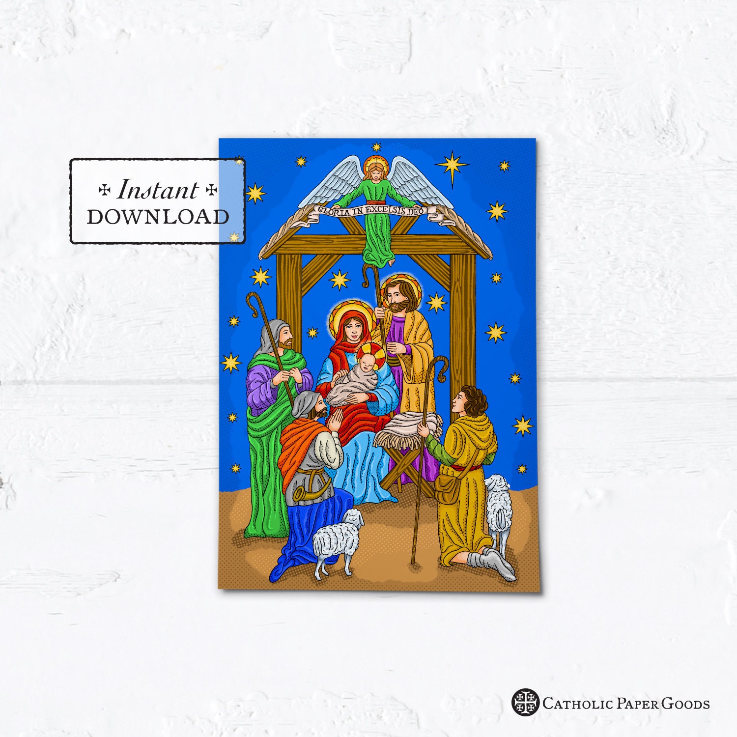 Catholic Christmas Card The Nativity Of Jesus Instant Download DIY Downloadable PDF 5 X 7 A7 Catholic Christmas Card The Nativity Of Jesus Instant Download DIY Downloadable PDF 5 X 7 A7