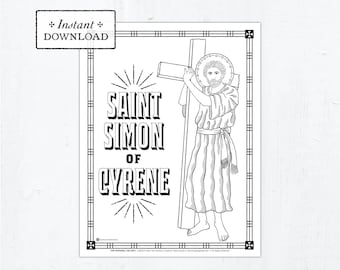 Saint Simon of Cyrene Catholic Coloring Page, Catholic Saints, Printable Coloring Page, St Simon of Cyrene, Saints of Lent
