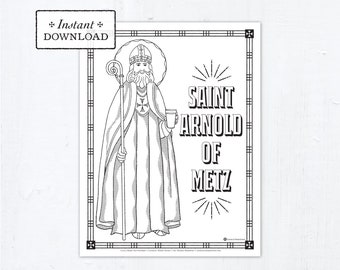 Catholic Coloring Page, Saint Arnold of Metz Coloring Page, Catholic Saints, Printable Coloring Page, Digital Coloring Page, PDF