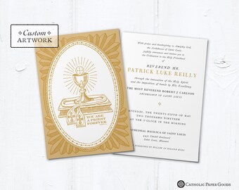 Catholic Priest Ordination or First Mass OR Reception Invitation, Sold Separately, Customizable, DIY Downloadable Template PDF 5x7 or 4x6