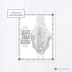 Catholic Coloring Page - Saint Juan Diego - Catholic Saints - Printable Coloring Page - Digital - PDF
