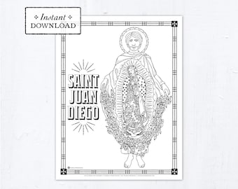 Catholic Coloring Page - Saint Juan Diego - Catholic Saints - Printable Coloring Page - Digital - PDF