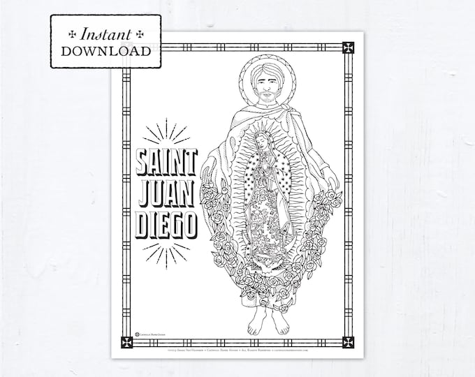 Catholic Coloring Page - Saint Juan Diego - Catholic Saints - Printable Coloring Page - Digital - PDF