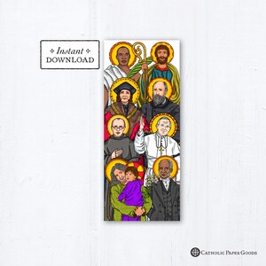 Catholic Saints Father&#39;s Day Card Litany of Saints - Instant Download - Downloadable PDF 9.25&quot; x 3.875 - Catholic Printable Card Fathers Day