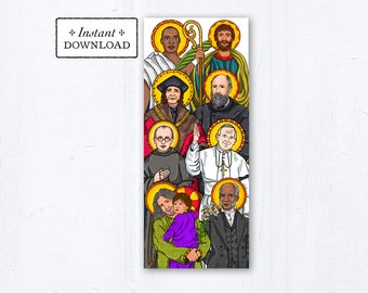 Catholic Saints Father's Day Card Litany of Saints - Instant Download - Downloadable PDF 9.25" x 3.875 - Catholic Printable Card Fathers Day