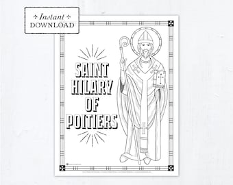 Catholic Coloring Page - Saint Hilary of Poitiers - Catholic Saints - Printable Coloring Page - Digital - PDF