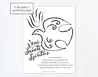 Pentecost Sunday Coloring Page, Veni Sancte Spiritus, Come Holy Spirit, Catholic Printable Coloring Page, Pentecost, Birthday of the Church
