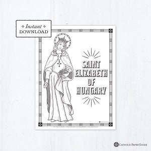 Catholic Coloring Page - Saint Elizabeth of Hungary - Catholic Saints - Printable Coloring Page - Digital - PDF