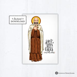 St. John of the Cross Card, Catholic Greeting Card, Catholic Saint, Art Print, Instant Download, Downloadable PDF 5x7, Confirmation Gift
